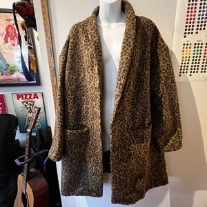 Old Navy Leopard Print Shawl Collar Coat - Brown/Tan